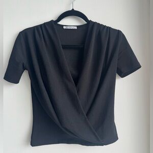 Zara Black Wrap Top Small